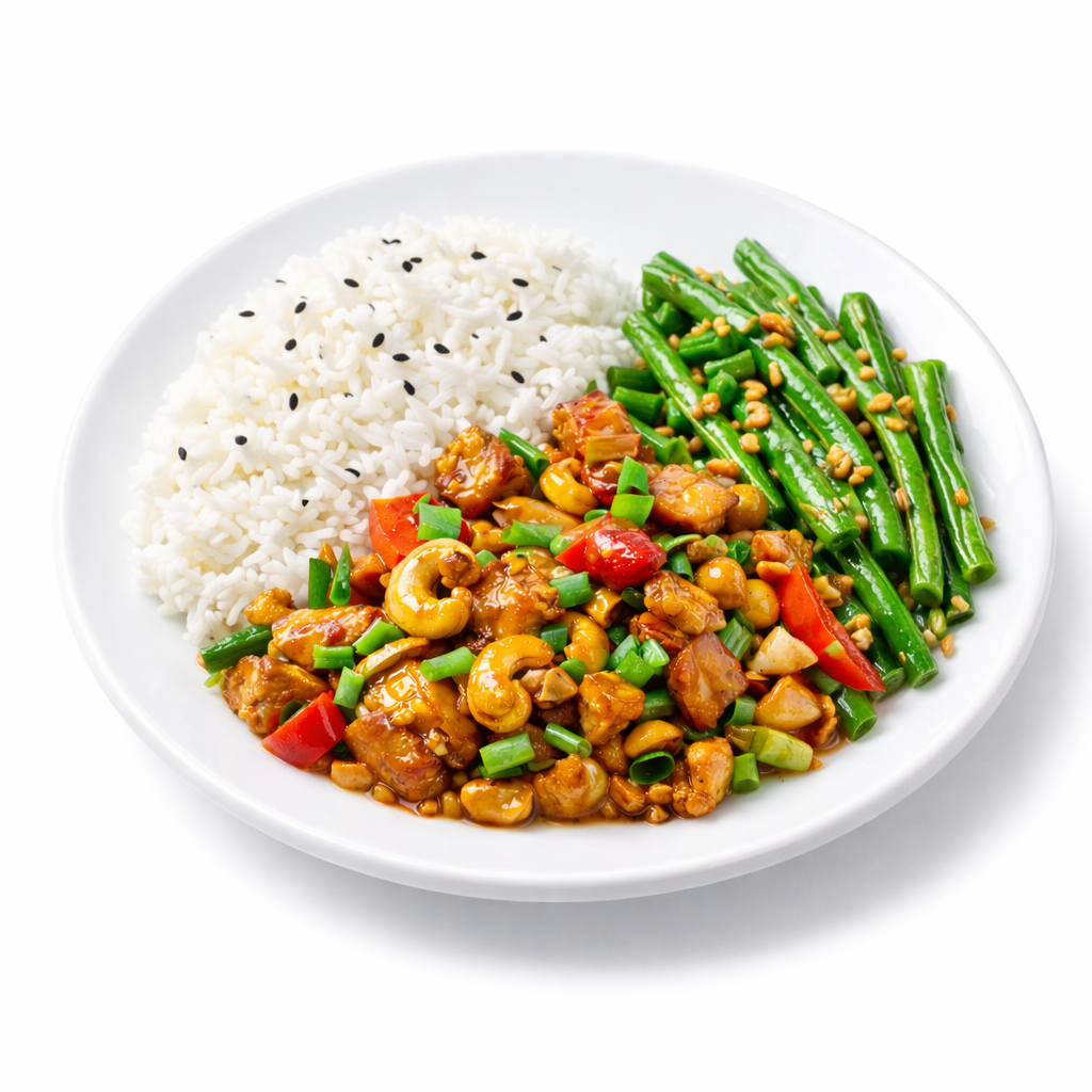 Cashew Chicken with Sesame Rice + 1 Side - Purefect Meals