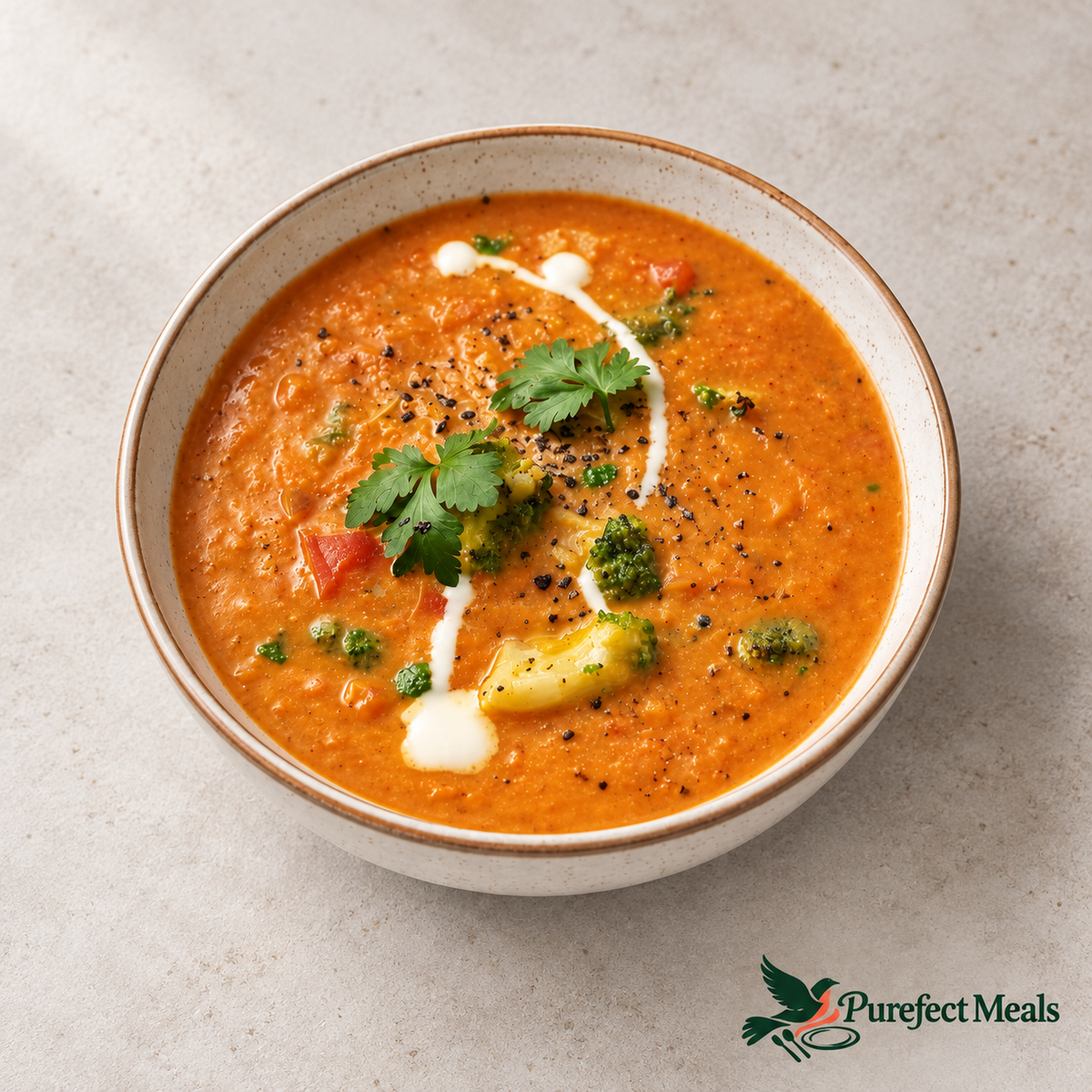 Chef Isaac's Creamy Tomato & Roasted Vegetable Bisque - Purefect Meals