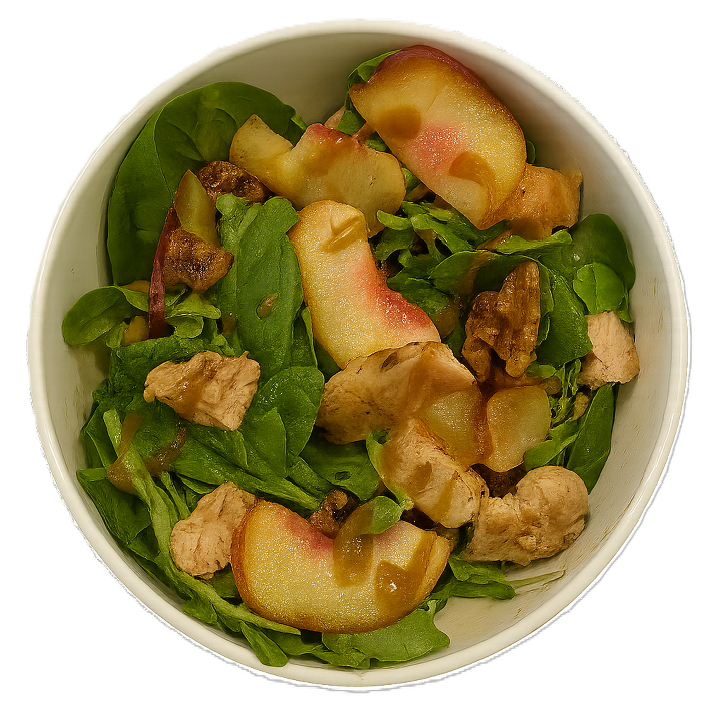 Peach Supergreens Salad w/ Miso Caramel Walnuts - Purefect Meals