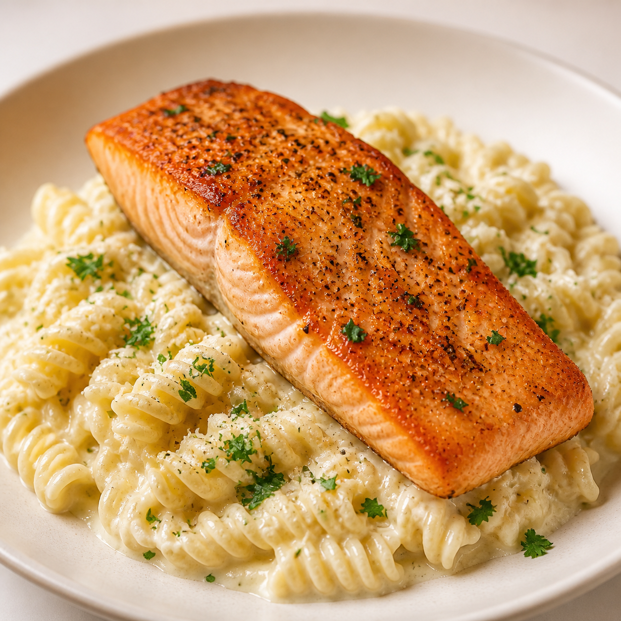 Salmon with Italian-Style Alfredo