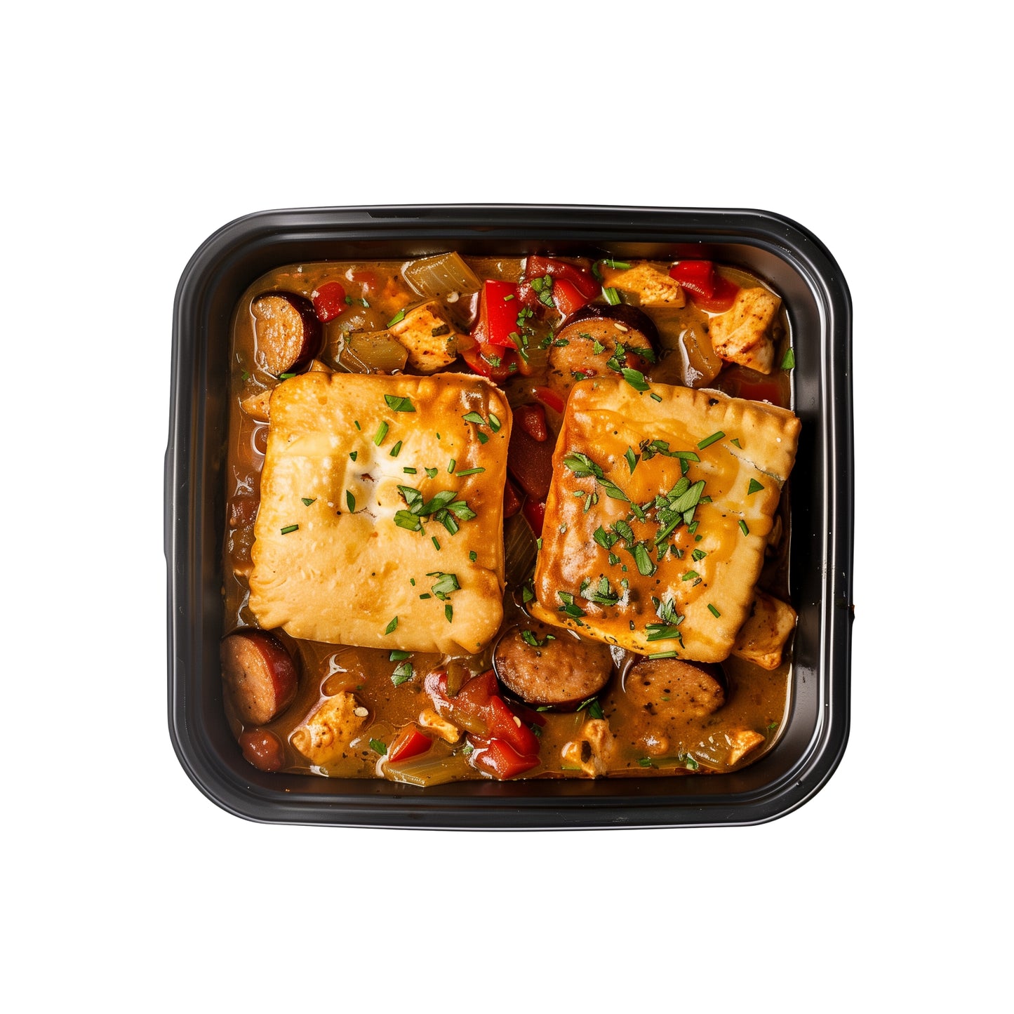 Chicken Gumbo & Andouille Sausage w/ Beer Battered Cheesy Bread + 1 Side - Purefect Meals