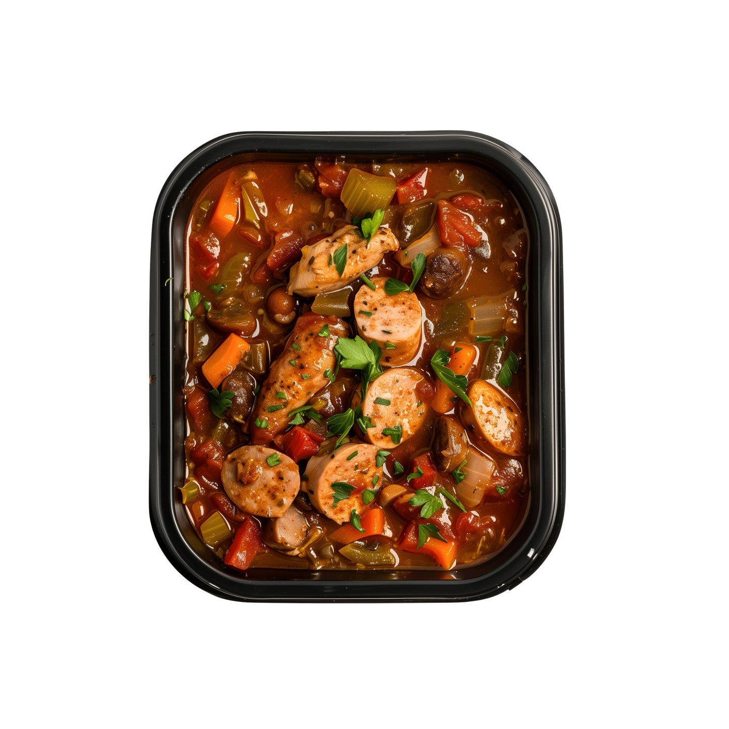 Chicken Gumbo & Andouille Sausage w/ Beer Battered Cheesy Bread + 1 Side - Purefect Meals