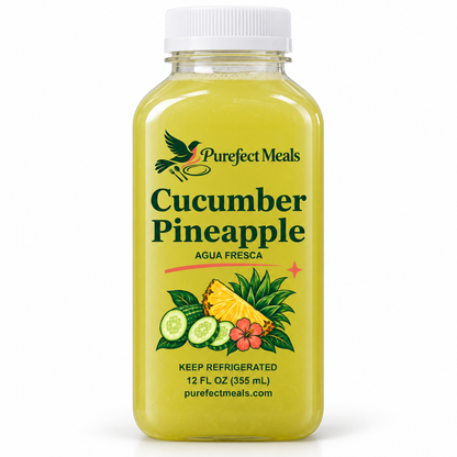 Purefect Meals cucumber drink with clear botanical label