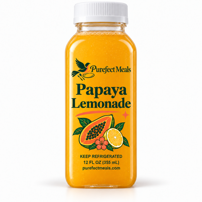 Purefect Meals papaya in slim bottle with clear botanical label